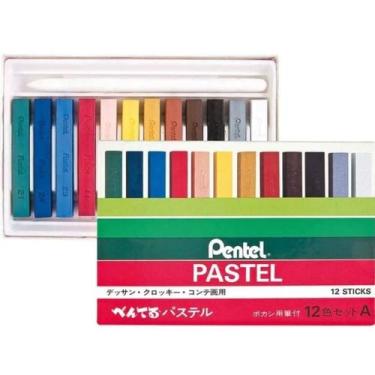 Imagem de Giz Pastel Seco 12 Cores - Pentel -
