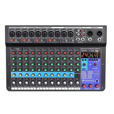 Imagem de Mesa de Som Profissional A12 Vedo Mixer de Áudio 12 Canais Entrada USB