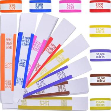 Imagem de Faixas para dinheiro Queensell 400 unidades autoadesivas 19 x 3 cm