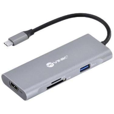 Imagem de Hub Usb Tipo-c 7 Em 1 C/ 3x Usb 3.0 + Leitor De Cartão Sd/tf + Hdmi + 
