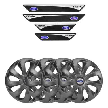 Imagem de Jogo de calotas esportivas velox 14 graphite + soleiras resinadas ford