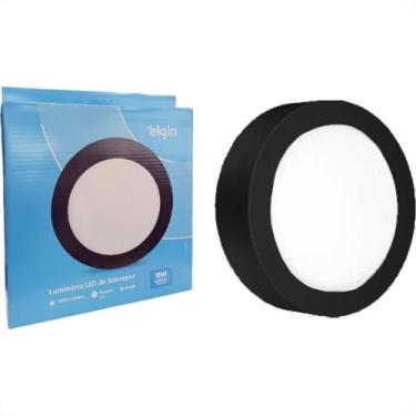 Imagem de Plafon Led Sobrepor Elgin Redondo 18W. 1440Lm. 6500K. Bivolt Preto