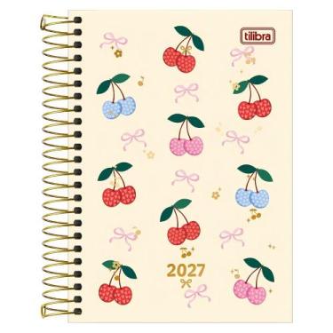 Imagem de Agenda Espiral 2027 Diária Decorada Cereja Amarena 176 Folhas 12,9 x 1