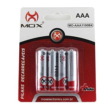 Imagem de Kit com 4 Pilhas Recarregáveis Palito Tamanho AAA MOX de 1.000mAh