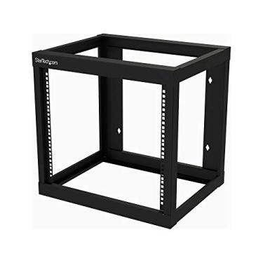 Imagem de Rack de montagem de parede StarTech.com 9U – moldura aberta – 2 hastes – 45,72 cm de profundidade – aço – preto – EIA 310-175 lb. (80 kg) Boné de peso (RK919WALLO)