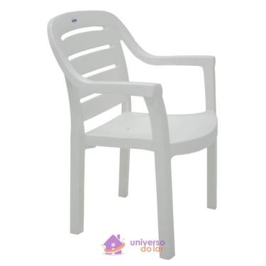 Imagem de Cadeira Tramontina Miami Branco Com Braços Encosto Horizontal Em Polip