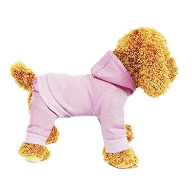 Imagem de Roupas para cães, fantasia de cachorro, moletom com capuz para cães, casaco de inverno para cães, vestido para cachorro, casaco para cachorro, macacão para cães, 4 pernas quentes para animais de estimação para cães pequenos, gatos, meninos ou meninas, 1 pacote rosa M
