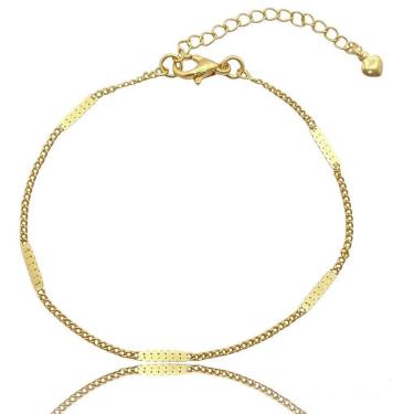 Imagem de Pulseira Corrente Veneziana e Chapinha Folheada a Ouro 18k Semijoia