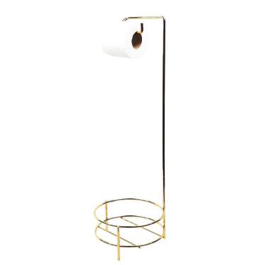 Imagem de Porta Papel Higiênico E Suporte Aramado Para Lixeiras de Chão Banheiro Dourado - 3119DD AMZ