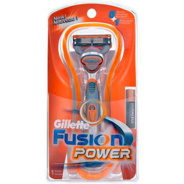 Imagem de Aparelho de Barbear Gillette Fusion Power com 1 Carga e 1 Pilha 2691 – Prata/Laranja