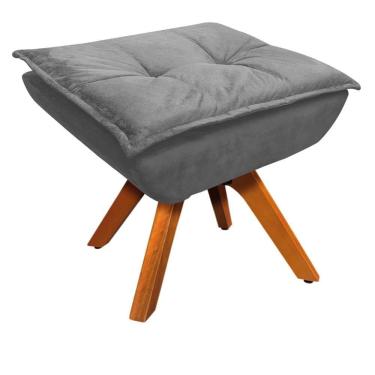 Imagem de Puff Decorativo Sala de Estar Base Giratória Giromad Opla Suede Grafite - Ibiza