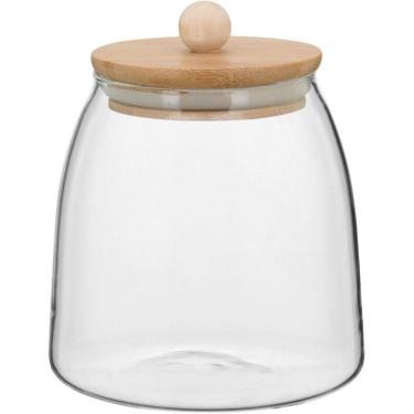 Imagem de TABLE POTE 13x11x11cm 650ml BOROSILICATO TRANSP TAMPA BAMBU