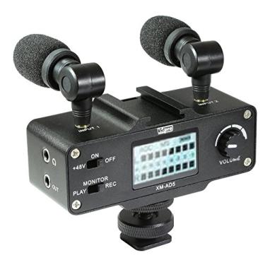 Imagem de Vidpro Mini mixer inteligente pré-amplificador XM-AD5 com microfones condensadores duplos – projetado para câmeras DSLR de vídeo e smartphones