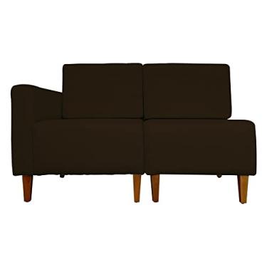 Imagem de Poltrona Decorativa Alice Lado Direito Pés Trapézio Suede Marrom - DS Estofados