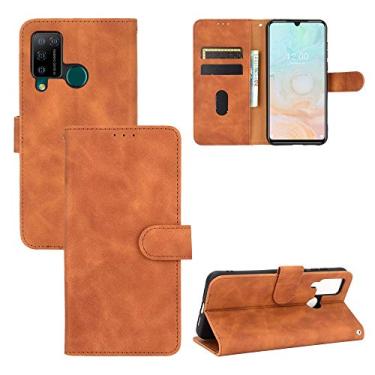 Imagem de HONGYAN Capa de telefone Para Doogee N20 Pro Sólida Cor Sinta Sinta Magnética Fivela Horizontal Flip Bezerro Textura PU Caso de couro PU com suporte e carteira de cartão Capa protetora