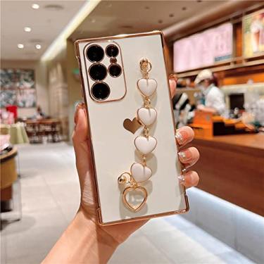 Imagem de Capa de pulseira de silicone amor coração para Samsung Galaxy S22 S21 Ultra A52 S A53 FE A12 A 52S 53 5G 4G 22 21 Soft Full Cover, Branco, Para Samsung S21 FE