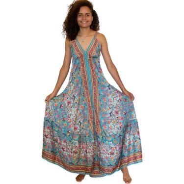 Imagem de Vestido Longo Feminina Indiano Alça  De Seda Plus Size 328 - Deeyaa