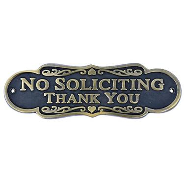Imagem de Placa de bronze No Soliciting Thank You 20,32 cm - Placa de parede de latão sólido - No Soliciting Thank You