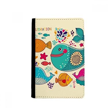 Imagem de Celebração peixe colorido oceano passaporte titular notecase burse carteira capa cartão bolsa, Multicolor