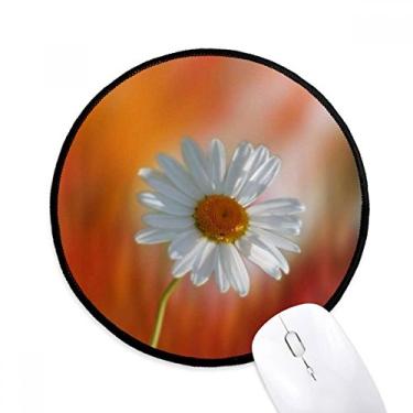 Imagem de DIYthinker Mouse pad laranja branco escuro lindas flores desktop escritório tapete redondo para computador