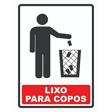 Imagem de Placa Sinalização Lixo para Copos Descartáveis