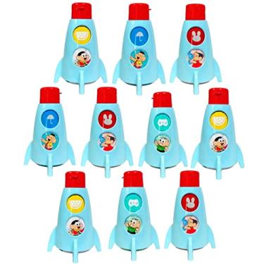 Imagem de Kit 10 Garrafas de Foguete Turma da Mônica Lembrança de Aniversário Infantil Garrafinhas de água para Crianças Plasútil Magali Cebolinha e Cascão