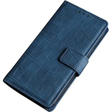 Imagem de KOSSMA Capa para iPhone 14/14 Plus/14 Pro/14 Pro Max, capa de carteira de couro PU com padrão de crocodilo clássico com [capa interna de TPU][porta-cartão] (cor: azul, tamanho: 14 6,1 polegadas)
