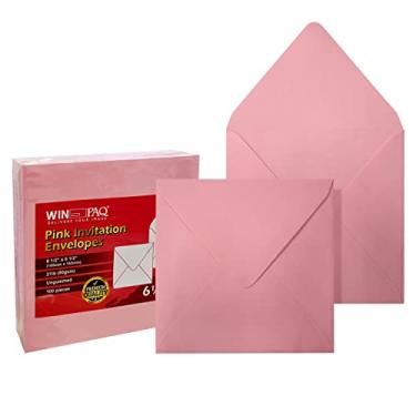 Imagem de Envelopes quadrados rosa sem goma de 16,5 cm x 16,5 cm (pacote com 100) - perfeitos para convites de casamento, cartão de felicitações ou avisos