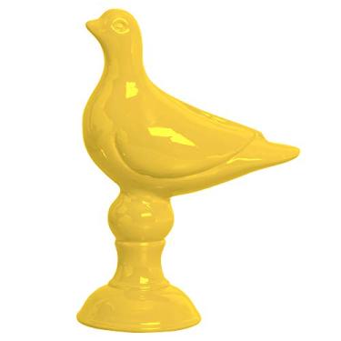 Imagem de Pombinha No Pedestal Ceramicas Pegorin Amarelo