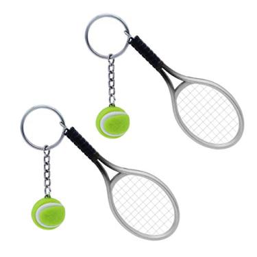 Imagem de NUOBESTY Chaveiro com raquete de tênis, bola de tênis, chaveiro, estilo esportivo, chaveiro dividido para crianças, adultos, 2 peças, Prata, 9.8X2cm