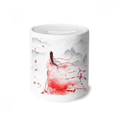 Imagem de DIYthinker Mei Xue em estilo chinês vermelho caixa para dinheiro caixa cerâmica porta-moedas presente de cofrinho