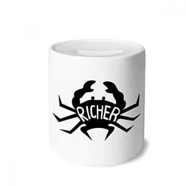 Imagem de DIYthinker Caixa de moedas de cerâmica com contorno de animal de caranguejo preto para presente de cofrinho