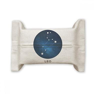 Imagem de Leo Constelação do signo do zodíaco Suporte de capa de papel para lenços faciais Bolsa de linho de algodão