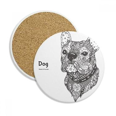 Imagem de Caneca de porta-copos Paint Run Dog Friend Company com proteção de mesa, pedra absorvente