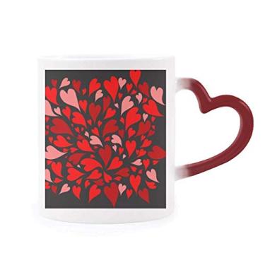 Imagem de Caneca sensível ao calor Dia dos Namorados Preto Vermelho Corações Rosa Caneca Vermelha Mudança de Cor