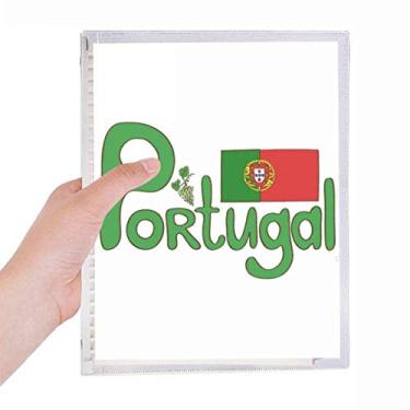 Imagem de Caderno com a bandeira nacional de Portugal com estampa verde, folhas soltas e diário recarregável