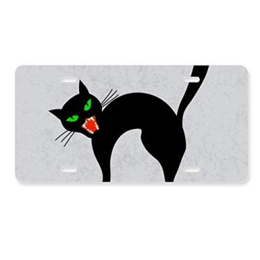Imagem de DIYthinker Placa de carro assustadora Black Cat Halloween Decoração de carro Acessório de aço inoxidável