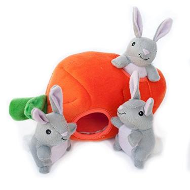 Imagem de ZippyPaws Brinquedo de pelúcia para cachorro Burrow Squeaky Hide and Seek, Bunny 'n Carrot