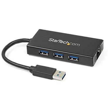 Imagem de StarTech. Hub USB 3.0 com adaptador Gigabit Ethernet - 5 Gbps - 3 portas - NIC - Rede USB/Adaptador LAN - Compatível com Windows e Mac (ST3300G3UA)