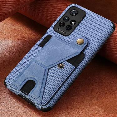 Imagem de Carteira de fibra de carbono com suporte para cartão capa para celular Xiaomi para Redmi Note 11 10 Pro 11S S Prime POCO X3 NFC para Mi 11 Lite Capa de couro, azul, para POCO X3 PRO