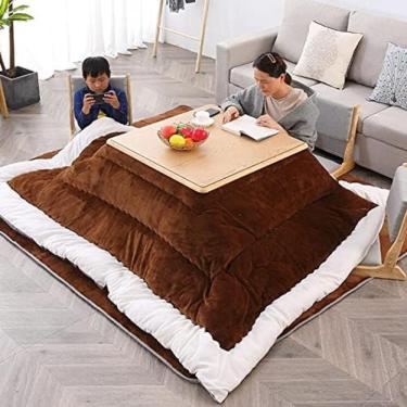 Imagem de Conjunto De Mesa Kotatsu Com Quatro Aquecimento Para Sala De Estar Mesa Kotatsu Em Madeira Maciça De Inverno Tatami Mesa Baixa Mesa De Centro De Verão Presente Quente Para A Família,Cor De Madeira