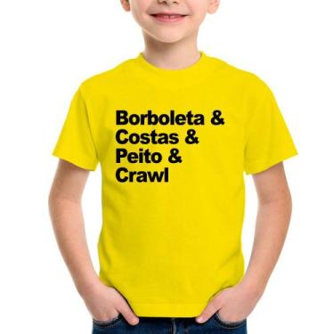 Imagem de Camiseta Infantil Borboleta & Costas & Peito & Crawl - Foca Na Moda