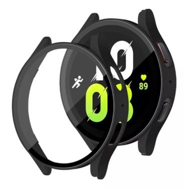 Imagem de Capa Case Bumper Protetora com Película de Vidro Temperado para Galaxy Watch 4 Watch4 e Galaxy Watch 5 Watch5-40mm (40mm, Preto)