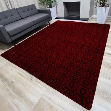 Imagem de Tapete Carpete Sala Quarto Elegante Geométrico 1,50 X 2,00 Titulo Cor Vinho