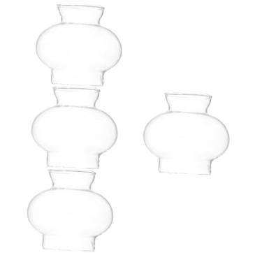 Imagem de HEMOTON 4 Pcs Candeeiro de óleo abajur à prova de vento pequeno abajur de vidro decoração vintage lâmpada elétrica suprimento do templo acessório de luz de querosene manteiga