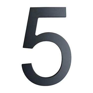 Imagem de Números de casa modernos de 15 cm – Número de endereço residencial flutuante de aço inoxidável, fácil de instalar, acabamento preto, Number 5