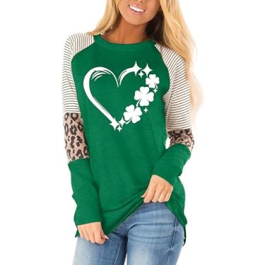Imagem de Camiseta feminina do Dia de São Patrício, camisetas com estampa de trevo, camisetas xadrez, camisetas natalinas, Trevo - verde 4, G