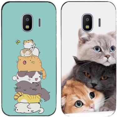 Imagem de Capa de telefone traseira de silicone em gel TPU com estampa de pilha de gato fofo para Samsung Galaxy All Series (Galaxy J2 Pro 2018)