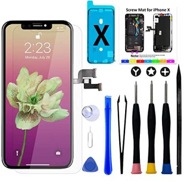 Imagem de Brinonac Kit de substituição de tela para iPhone X, 5,8 polegadas Full HD Retina LCD Display COF Touch Screen digitalizador conjunto de montagem com ferramentas de reparo, adesivo à prova d'água,