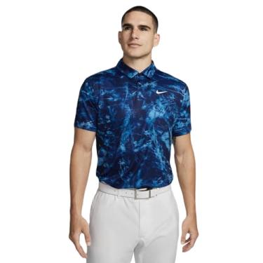 Imagem de Nike Camisa polo masculina de golfe Dri-Fit Tour, Azul holandês/branco, M